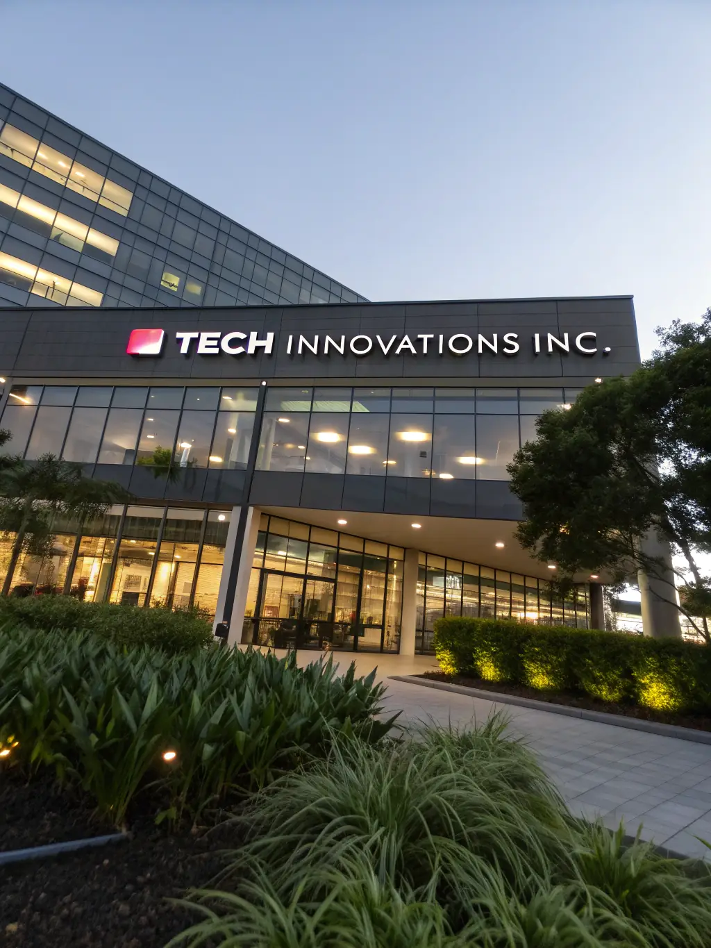 A modern office building connected to a high-speed fiber optic network, symbolizing RDVCalls' Internet Connectivity Solutions.